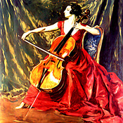 A Woman Playing Music Cross Stitch Pattern