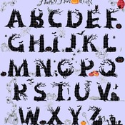 counted cross stitch pattern halloween ABC alphabet 461*489 stitches CH1232