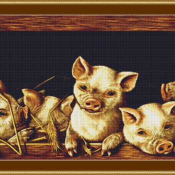 Five Little Pigs Cross Stitch Pattern