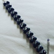 Handmade Black Violet Crystal Silver Bracelet Jewellery