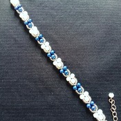Handmade White Blue Pearl Silver Bracelet Jewellery