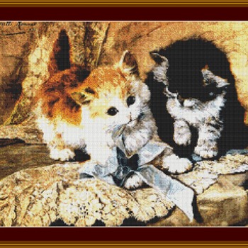 Kittens And Bows Cross Stitch Pattern