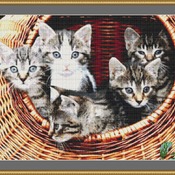 Kittens In a Basket Cross Stitch Pattern