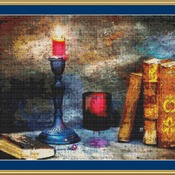 Reading By Candle Light Cross Stitch Pattern