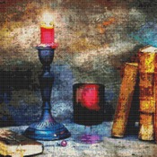 Reading By Candle Light Cross Stitch Pattern