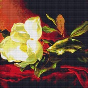 A Magnolia On Red Velvet Cross Stitch Pattern