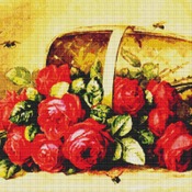 Basket Of Beauties Roses Cross Stitch Pattern