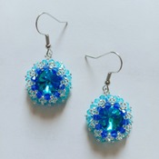 Handmade Aquamarine Blue Crystal Round Earrings Jewellery