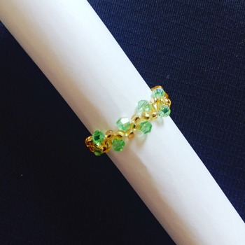 Handmade Green Crystal Gold Vine Ring Jewellery
