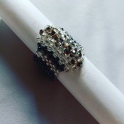 Handmade Grey Crystal Silver Black Ring Jewellery