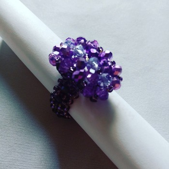 Handmade Purple Crystal Straight Rectangle Ring Jewellery