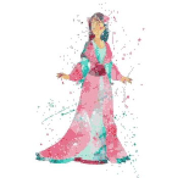princess mulan watercolor counted cross stitch pattern 90*144 stitches CH1873