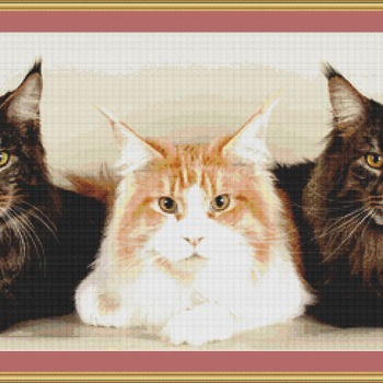 Three Cats Cross Stitch Pattern