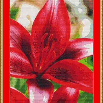 Tiger Lily Blossom Cross Stitch Pattern