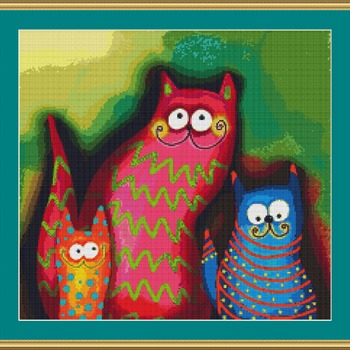 Cat Family Cross Stitch Pattern