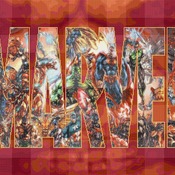 conted cross stitch pattern marvel logo with characters 441*290 stitches CH952