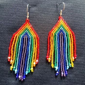 Handmade Rainbow Fringy Earrings Jewellery