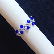 Handmade Royal Blue Crystal Silver Vine Ring Jewellery