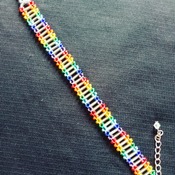 Handmade Two Line Rainbow Silver Stripe Bracelet Jewellery
