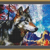 Mountain Wolf Cross Stitch Pattern