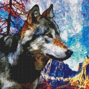 Mountain Wolf Cross Stitch Pattern