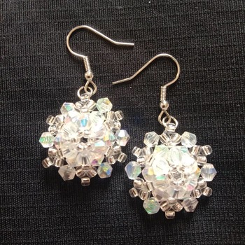 Handmade 3D Crystal Snowflake Earrings Jewellery