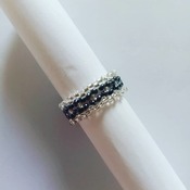 Handmade Black Crystal Criss Cross Ring Jewellery