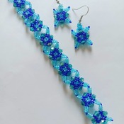 Handmade Blue Crystal Criss Cross Diamond Shape Bracelet Earrings Jewellery