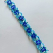 Handmade Blue Crystal Criss Cross Diamond Shape Bracelet Earrings Jewellery