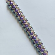 Handmade Purple Grey Pearl Crystal Gold Vintage Bracelet Jewellery