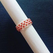Handmade Red Crystal Silver Square Ring Jewellery
