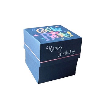 Celebrate Birthday Blue Gift Box Paper Craft Template