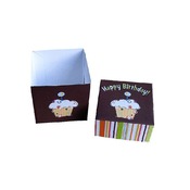 Cupcake Gift Box Happy Birthday Paper Craft Template PDF