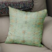 FAUX SUEDE 18"  SAGE OLD LACE - CUSHION with Insert. Original Print by Livz Design