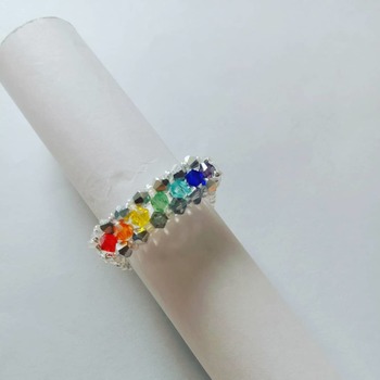 Handmade One Straight Crystal Rainbow Ring Jewellery