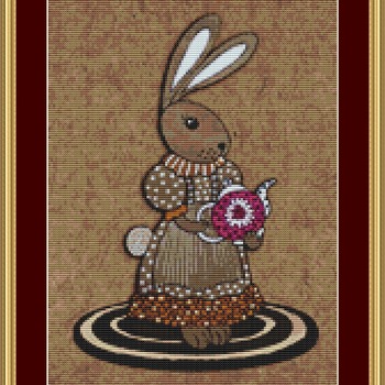 Rabbit And Teapot Cross Stitch Pattern