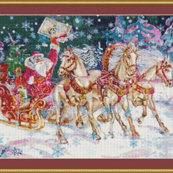 Santa's Horses Cross Stitch Pattern