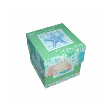 Small Treasures Gift Box Template Pastel Green Stars Seashells