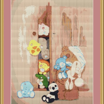 Toys In A Cupboard Cross Stitch Pattern