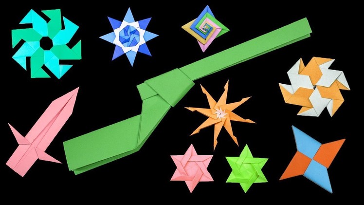 09 Easy #Origami Paper Ninja Star.Sword.gun - How to Make Step by Step