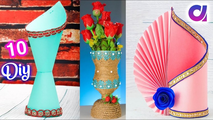 10 गुलदस्ता बनाने का तरीका | How to Make A Flower Vase At Home | Artkala
