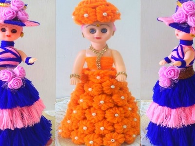 2 BEAUTIFUL DOLL DECORATION IDEAS.HOW TO DECORATIVE DOLL WITH WOOL.Creative Doll CraftsMaking doll