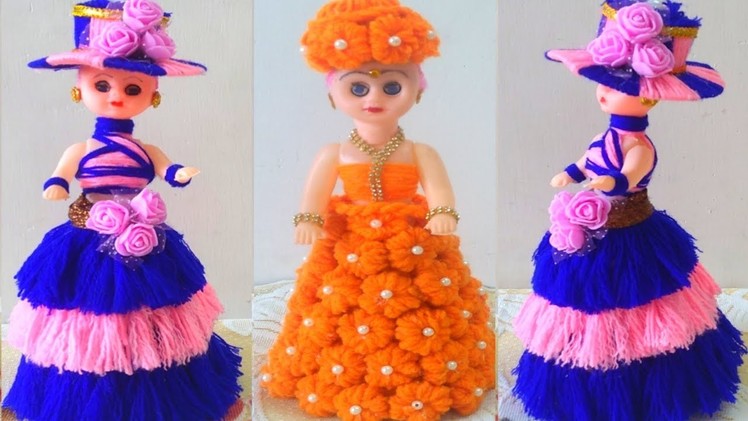 2 BEAUTIFUL DOLL DECORATION IDEAS.HOW TO DECORATIVE DOLL WITH WOOL.Creative Doll CraftsMaking doll