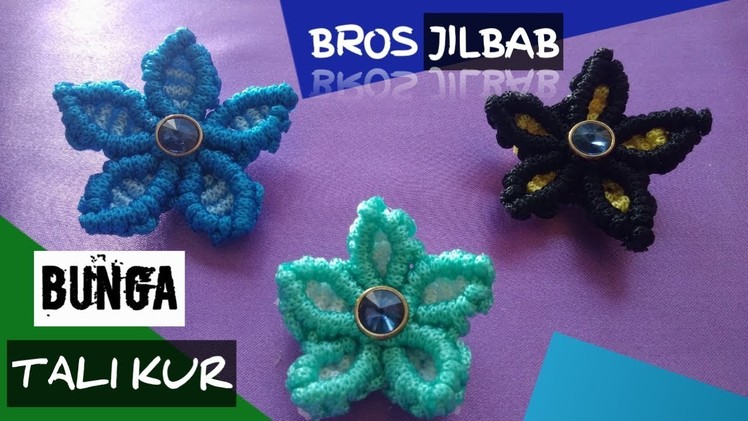 DIY - Cara Membuat Bros Jilbab Bunga Dari Tali kur. How to make flowers hijab brooch from rope