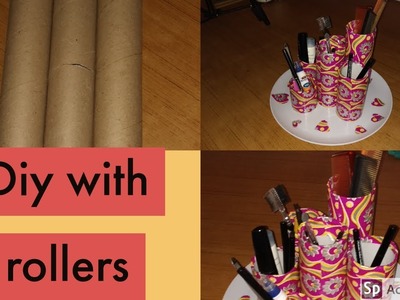 Diy||DIY-Mini Make up caddy made with tissue paper roll|Mini make up organiser