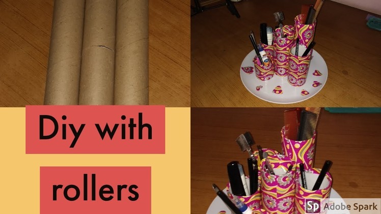 Diy||DIY-Mini Make up caddy made with tissue paper roll|Mini make up organiser