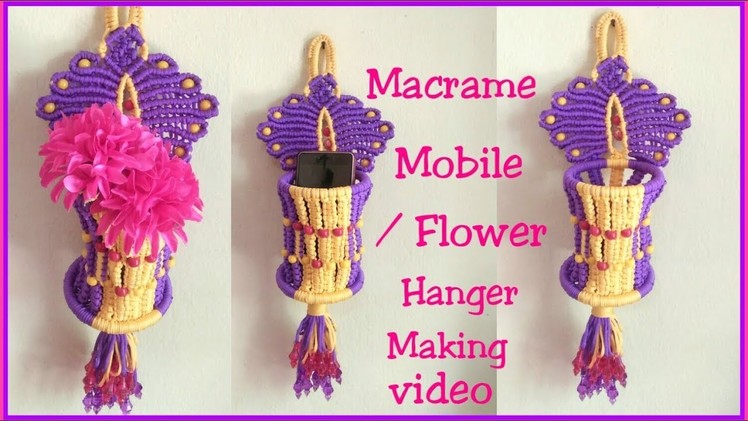DIY Macrame mobile phone hanging design.how to make Macrame mobile hanger tutorial in Hindi