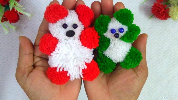 DIY.Pom Pom Teddy Bear With Wool.How To Make Woolen TEDDY BEAR Making At Home.Woolen Craft ideas