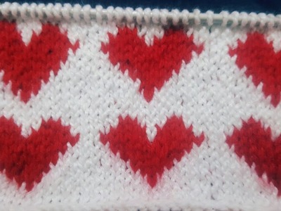 Double colour heart  knitting pattern | double colour knitting pattern# 13