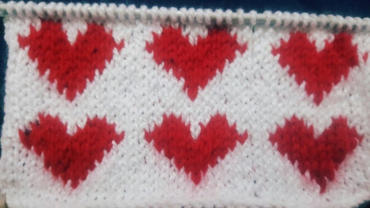 Double colour heart  knitting pattern | double colour knitting pattern# 13